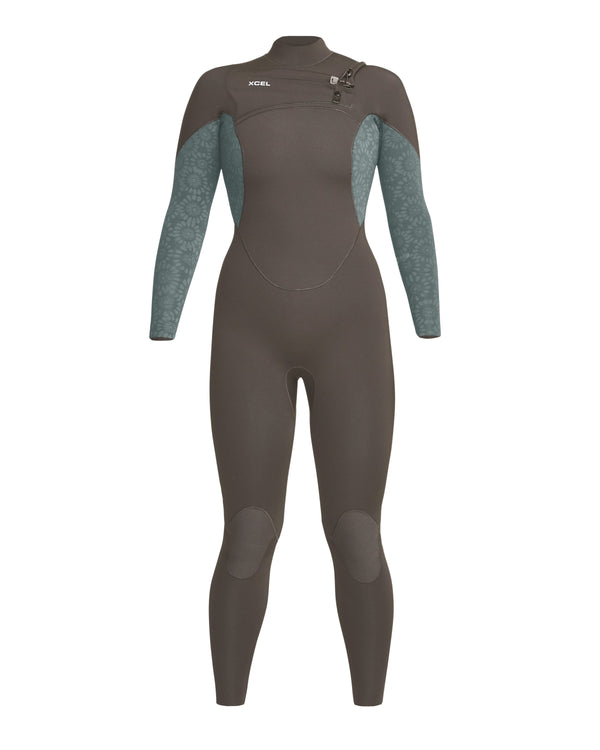 XCEL Womens Comp 4/3mm Full Wetsuit Graphite/Tinfoil Flower